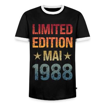 Édition limitée fête d’anniversaire Vintage 1988 - T-shirt contrasté Homme - noir/blanc - Devant - AI Model Female 172 light (172cm) & AI Model Male 178 light (178cm)