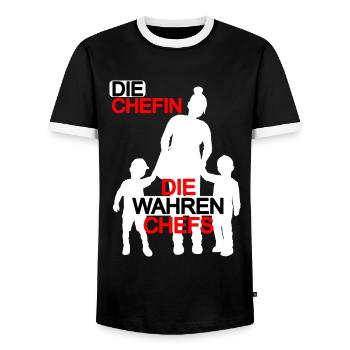 Mutter Sohn Partnerlook Muttertag Mama Söhne - Männer Kontrast-T-Shirt - Schwarz/Weiß - Vorne - AI Model Female 172 light (172cm) & AI Model Male 178 light (178cm)