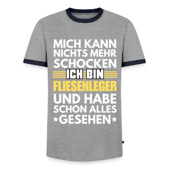 Carreleur non choquable - T-shirt contrasté Homme - gris/marine  - Devant - AI Model Female 172 light (172cm) & AI Model Male 178 light (178cm)