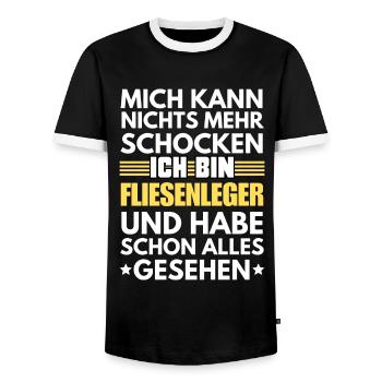 Non-shockable tiler - Men's Ringer Shirt - black/white - Front - AI Model Female 172 light (172cm) & AI Model Male 178 light (178cm)