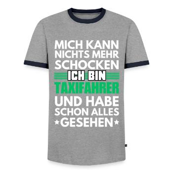 Non-shockable taxi driver - Men's Ringer Shirt - grey/navy  - Front - AI Model Female 172 light (172cm) & AI Model Male 178 light (178cm)