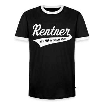 Rentner – Ich Liebe Meinen Job! (Ruhestand White) - Männer Kontrast-T-Shirt - Schwarz/Weiß - Vorne - AI Model Female 172 light (172cm) & AI Model Male 178 light (178cm)