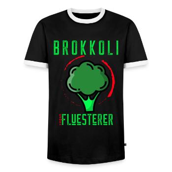 Broccoli Whisper Vegan Veganism Vegetarian - Men's Ringer Shirt - black/white - Front - AI Model Female 172 light (172cm) & AI Model Male 178 light (178cm)