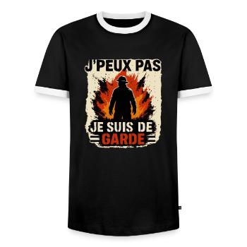 Je Peux Pas Je Suis De Garde Pompiers Cadeau - T-shirt contrasté Homme - noir/blanc - Devant - AI Model Female 172 light (172cm) & AI Model Male 178 light (178cm)