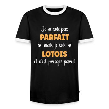 Je ne suis pas parfaite mais Lotois - T-shirt contrasté Homme - noir/blanc - Devant - AI Model Female 172 light (172cm) & AI Model Male 178 light (178cm)