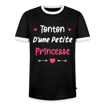 Tonton d'une princesse - T-shirt contrasté Homme - noir/blanc - Devant - AI Model Female 172 light (172cm) & AI Model Male 178 light (178cm)