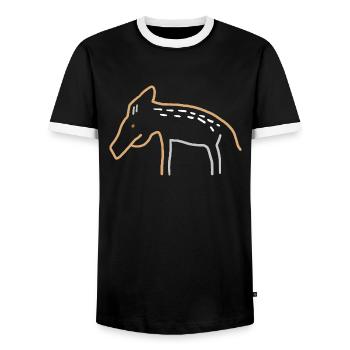 Freshman / Wild Boar - Men's Ringer Shirt - black/white - Front - AI Model Female 172 light (172cm) & AI Model Male 178 light (178cm)