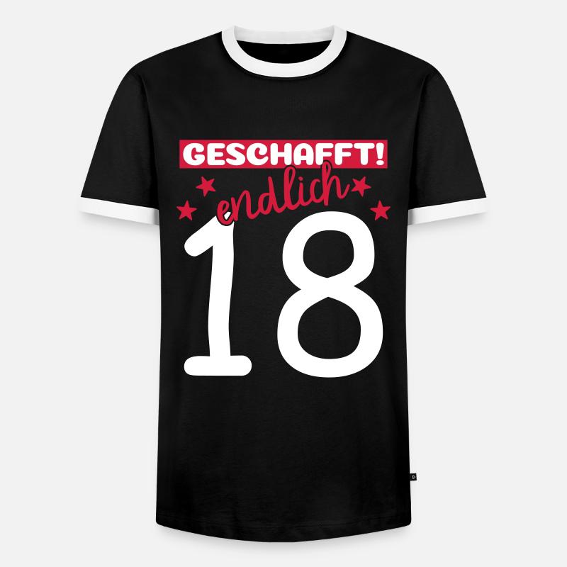 endlich 18 geschafft! - Männer Kontrast-T-Shirt - Schwarz/Weiß