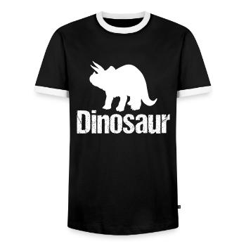 Dinosaur Triceratops - Dino - Men's Ringer Shirt - black/white - Front - AI Model Female 172 light (172cm) & AI Model Male 178 light (178cm)