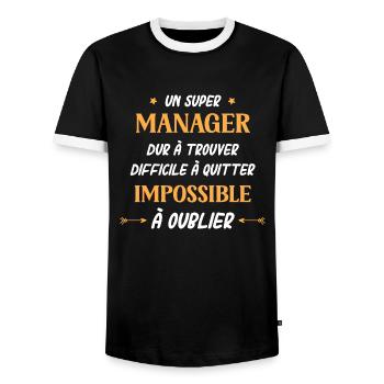 Super manager - T-shirt contrasté Homme - noir/blanc - Devant - AI Model Female 172 light (172cm) & AI Model Male 178 light (178cm)