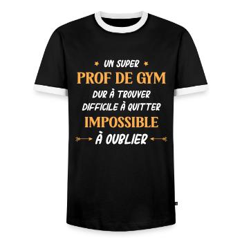 Super prof de gym - T-shirt contrasté Homme - noir/blanc - Devant - AI Model Female 172 light (172cm) & AI Model Male 178 light (178cm)