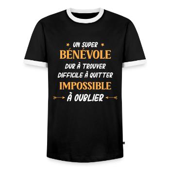 Super bénévole - T-shirt contrasté Homme - noir/blanc - Devant - AI Model Female 172 light (172cm) & AI Model Male 178 light (178cm)