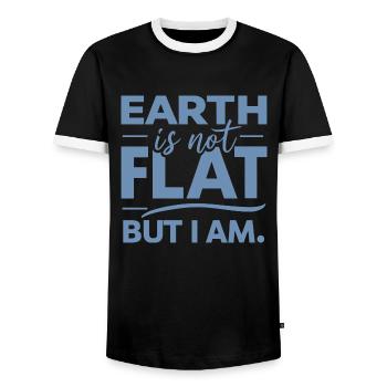 Satire Terre plate Blagues ironiques - T-shirt contrasté Homme - noir/blanc - Devant - AI Model Female 172 light (172cm) & AI Model Male 178 light (178cm)