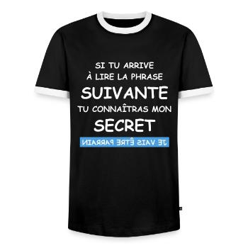 je vais être parrain - T-shirt contrasté Homme - noir/blanc - Devant - AI Model Female 172 light (172cm) & AI Model Male 178 light (178cm)