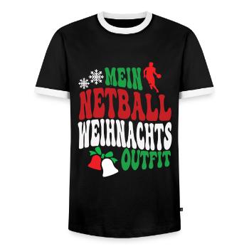 Netball Weihnachten Outfit Netballspieler XMAS - Männer Kontrast-T-Shirt - Schwarz/Weiß - Vorne - AI Model Female 172 light (172cm) & AI Model Male 178 light (178cm)