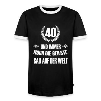 40 Geburtstag - Männer Kontrast-T-Shirt - Schwarz/Weiß - Vorne - AI Model Female 172 light (172cm) & AI Model Male 178 light (178cm)