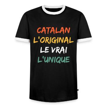 Catalan 3 - T-shirt contrasté Homme - noir/blanc - Devant - AI Model Female 172 light (172cm) & AI Model Male 178 light (178cm)