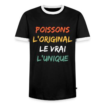 poissons - T-shirt contrasté Homme - noir/blanc - Devant - AI Model Female 172 light (172cm) & AI Model Male 178 light (178cm)
