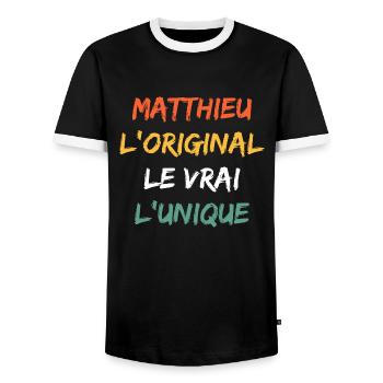 L'original le vrai l'unique Matthieu - T-shirt contrasté Homme - noir/blanc - Devant - AI Model Female 172 light (172cm) & AI Model Male 178 light (178cm)