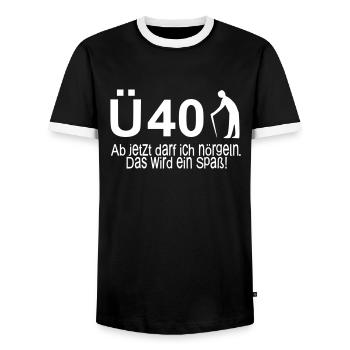 40. Geburtstag Ü40 - Ab jetzt darf ich nörgeln - Männer Kontrast-T-Shirt - Schwarz/Weiß - Vorne - AI Model Female 172 light (172cm) & AI Model Male 178 light (178cm)