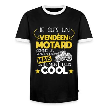Vendéen - Motard - Cadeau - Cool - Humour - Moto - T-shirt contrasté Homme - noir/blanc - Devant - AI Model Female 172 light (172cm) & AI Model Male 178 light (178cm)