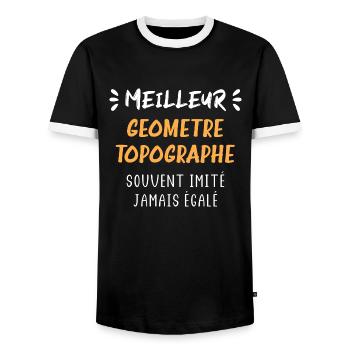 Meilleur geometre topographe - T-shirt contrasté Homme - noir/blanc - Devant - AI Model Female 172 light (172cm) & AI Model Male 178 light (178cm)