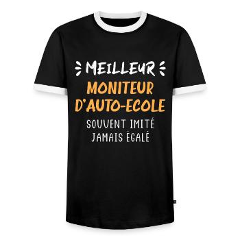 Meilleur Moniteur auto ecole - T-shirt contrasté Homme - noir/blanc - Devant - AI Model Female 172 light (172cm) & AI Model Male 178 light (178cm)