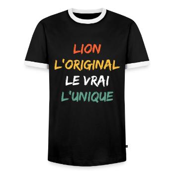 lion - T-shirt contrasté Homme - noir/blanc - Devant - AI Model Female 172 light (172cm) & AI Model Male 178 light (178cm)