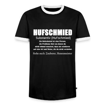 Hufschmied Definition Shirt - Männer Kontrast-T-Shirt - Schwarz/Weiß - Vorne - AI Model Female 172 light (172cm) & AI Model Male 178 light (178cm)