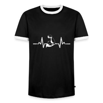 Bodybuilder Herzschlag Kraftsport Geschenk T-Shirt - Männer Kontrast-T-Shirt - Schwarz/Weiß - Vorne - AI Model Female 172 light (172cm) & AI Model Male 178 light (178cm)