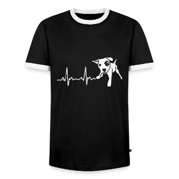 Jack Russel heartbeat - gift idea for dog fans - Men's Ringer Shirt - black/white - Front - AI Model Female 172 light (172cm) & AI Model Male 178 light (178cm)