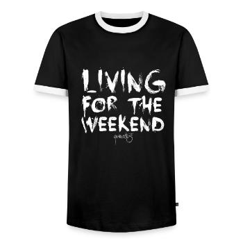 Vivre pour le week-end - T-shirt contrasté Homme - noir/blanc - Devant - AI Model Female 172 light (172cm) & AI Model Male 178 light (178cm)