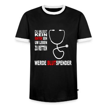 Blutspender - Männer Kontrast-T-Shirt - Schwarz/Weiß - Vorne - AI Model Female 172 light (172cm) & AI Model Male 178 light (178cm)