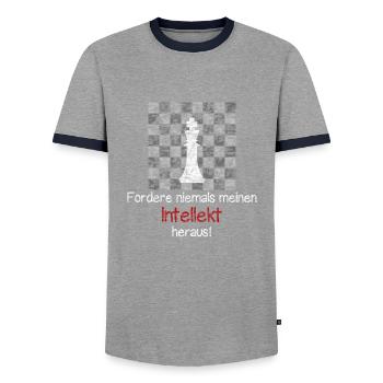Echecs - Ne défiez jamais mon intellect! - T-shirt contrasté Homme - gris/marine  - Devant - AI Model Female 172 light (172cm) & AI Model Male 178 light (178cm)