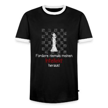 Chess - Never challenge my intellect! - Men's Ringer Shirt - black/white - Front - AI Model Female 172 light (172cm) & AI Model Male 178 light (178cm)