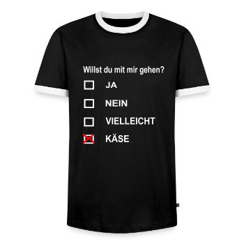 Will you go out with me? funny gift idea - Men's Ringer Shirt - black/white - Front - AI Model Female 172 light (172cm) & AI Model Male 178 light (178cm)
