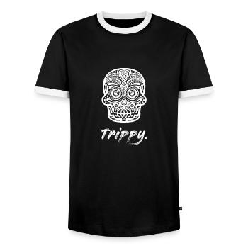 Trippy. #WHITE - Männer Kontrast-T-Shirt - Schwarz/Weiß - Vorne - AI Model Female 172 light (172cm) & AI Model Male 178 light (178cm)