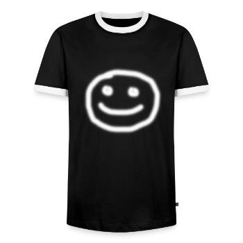 Smiley hand painted - Men's Ringer Shirt - black/white - Front - AI Model Female 172 light (172cm) & AI Model Male 178 light (178cm)