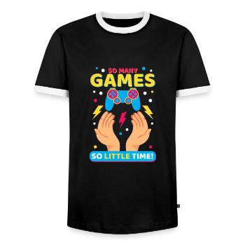 Alors, many Games ! Drôle de cadeau de gamer - T-shirt contrasté Homme - noir/blanc - Devant - AI Model Female 172 light (172cm) & AI Model Male 178 light (178cm)