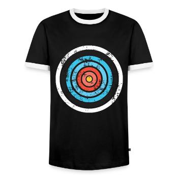 Archery Target Archer Bow Arrow Hunting Sport Gift - Men's Ringer Shirt - black/white - Front - AI Model Female 172 light (172cm) & AI Model Male 178 light (178cm)