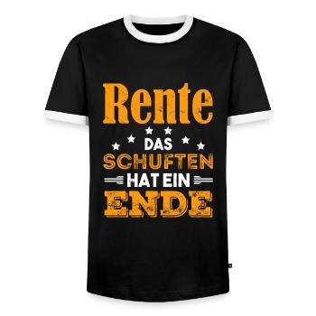 Rente Das Schuften hat ein Ende Rentner Pension - Männer Kontrast-T-Shirt - Schwarz/Weiß - Vorne - AI Model Female 172 light (172cm) & AI Model Male 178 light (178cm)