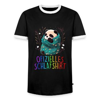 Offizielles Schlafshirt Panda Pandabär Nachtshirt - Männer Kontrast-T-Shirt - Schwarz/Weiß - Vorne - AI Model Female 172 light (172cm) & AI Model Male 178 light (178cm)