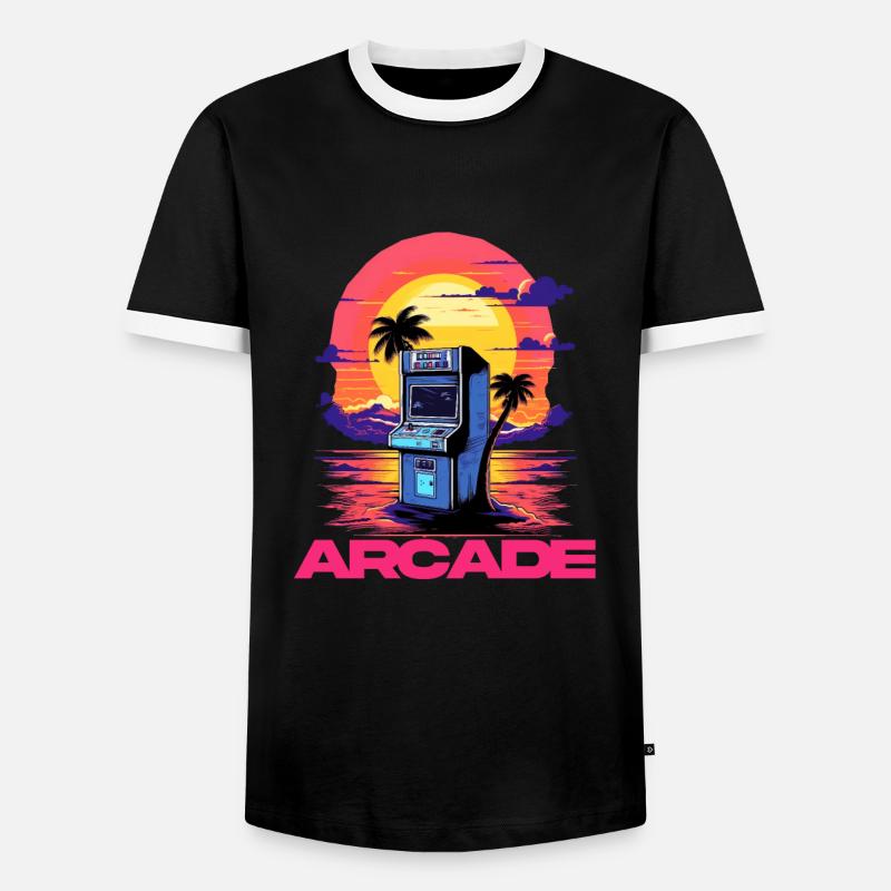 Game Over Arcade-Stil Retro Konsolen-Controller - Männer Kontrast-T-Shirt - Schwarz/Weiß