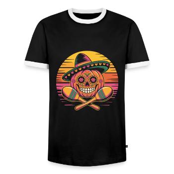 Citrouille Cinco de Mayo - T-shirt contrasté Homme - noir/blanc - Devant - AI Model Female 172 light (172cm) & AI Model Male 178 light (178cm)