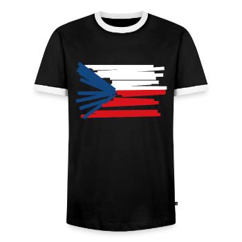Czech Republic Flag - Modern Art - Men's Ringer Shirt - black/white - Front - AI Model Female 172 light (172cm) & AI Model Male 178 light (178cm)