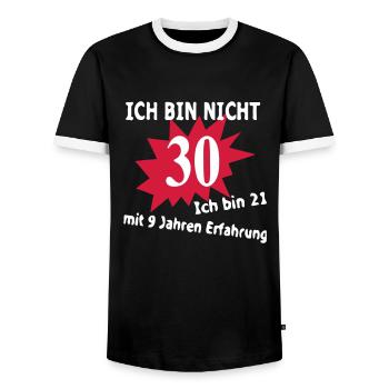 Geburtstag Birthday - 30. - Männer Kontrast-T-Shirt - Schwarz/Weiß - Vorne - AI Model Female 172 light (172cm) & AI Model Male 178 light (178cm)