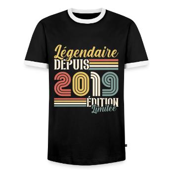 Légendaire Depuis 2019 - T-shirt contrasté Homme - noir/blanc - Devant - AI Model Female 172 light (172cm) & AI Model Male 178 light (178cm)