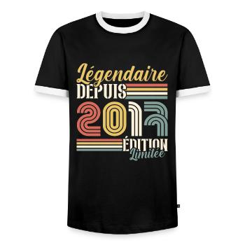 Légendaire Depuis 2017 - T-shirt contrasté Homme - noir/blanc - Devant - AI Model Female 172 light (172cm) & AI Model Male 178 light (178cm)