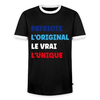 PATRIOTE - T-shirt contrasté Homme - noir/blanc - Devant - AI Model Female 172 light (172cm) & AI Model Male 178 light (178cm)