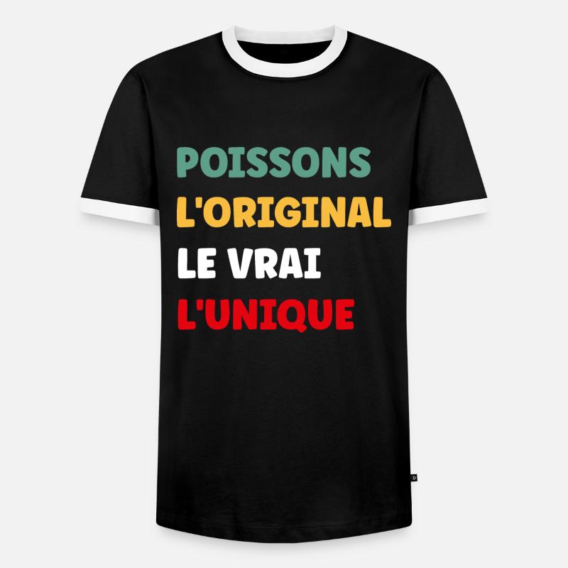 poissons - T-shirt contrasté Homme - noir/blanc